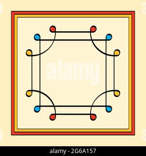 Farbige Thai Yantra, überlappende Quadrate mit abgerundeten Ecken, auch Ring of Solomon. Altes Symbol, das zuerst im Indus-Tal dargestellt wird. Stockfoto