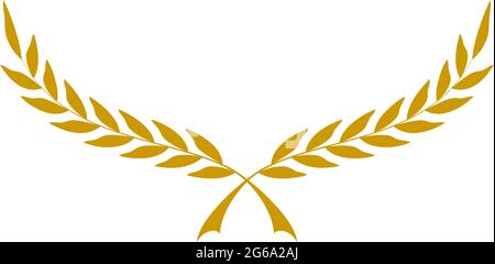 Lorbeerkranz-Vektor in Gold auf weißem, isoliertem Hintergrund. Stock Vektor
