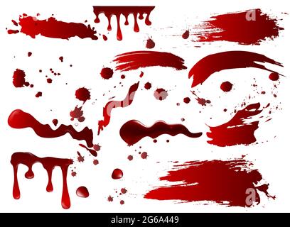 Vektor-Illustration Sammlung verschiedene Blut oder rote Farbe spritzt und Flecken, Halloween Konzept Elemente auf weißem Hintergrund isoliert. Stock Vektor