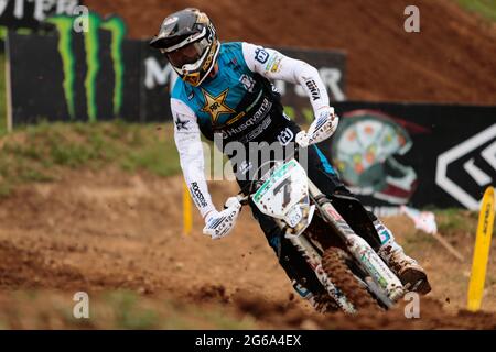 Arminas JASIKONIS (Rockstar Energy Husqvarna Factory Racing) während der FIM MXGP/MX2 Motocross-Weltmeisterschaft 2021 am 4. Juli 2021 in Maggiora, Italien - Foto Nderim Kaceli/DPPI Kredit: Unabhängige Fotoagentur/Alamy Live News Stockfoto