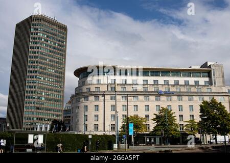 Ein Blick auf den Capital Tower & Hilton Hotel, Cardiff am 3. Juli 2021. Kredit: Lewis Mitchell Stockfoto