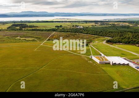 Luftaufnahme des Schlachtfeldes Culloden Moor, Inverness-Shire, Schottland, Schauplatz der Schlacht von Culloden Moor im Jahr 1746. Stockfoto