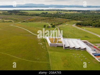 Luftaufnahme des Schlachtfeldes Culloden Moor, Inverness-Shire, Schottland, Schauplatz der Schlacht von Culloden Moor im Jahr 1746. Stockfoto