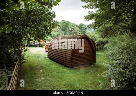 Glamping Ferienunterkünfte Hütten auf einem Campingplatz Stockfoto