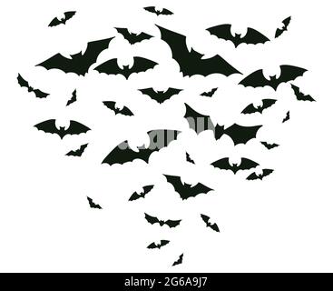 Fliegende Fledermäuse zu Halloween. Gruselige Fledermäuse Herde, gruselige Horror Vampir geflügelte Tier Vektor Hintergrund Illustration. Gruselige halloween Fledermäuse Stock Vektor