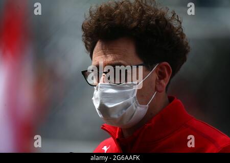 Spielberg, Osterreich. Februar 2019. Mattia Binotto Teamchef der Scuderia Ferrari, Formel-1-Weltmeisterschaft 2021, Österreichischer GP 1-4. Juli 2021 Quelle: Independent Photo Agency/Alamy Live News Stockfoto