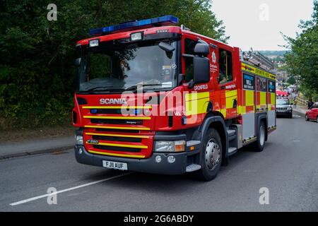 Fire Engine Barlow Karneval in Derbyshire England Stockfoto