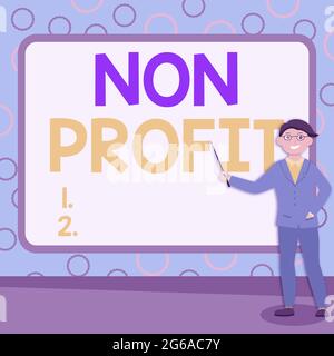 Schreiben mit Text Non Profit. Wort für eine Aktivität, die nicht macht oder in erster Linie für einen Gewinn durchgeführt Abstract Professor gibt Vorträge, erklärt Stockfoto