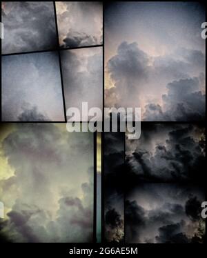 Abstrakter geometrischem Hintergrund mit Wolken. 3D-Rendering Stockfoto