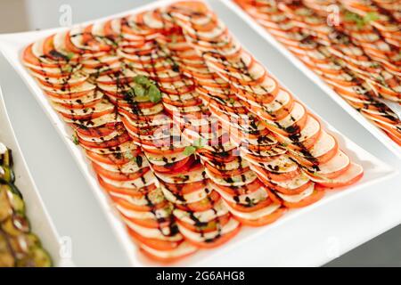 Köstliche Vorspeisen bei einer Hochzeit Stockfoto