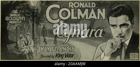 RONALD COLMAN KAY FRANCIS und PHYLLIS BARRY in CYNARA 1932 Regisseur KING VIDOR Roman R. Gore Brown Musik Alfred Newman The Samuel Goldwyn Company / United Artists Stockfoto