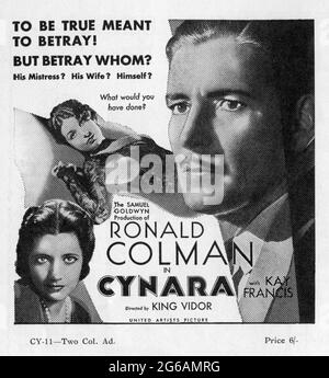 RONALD COLMAN KAY FRANCIS und PHYLLIS BARRY in CYNARA 1932 Regisseur KING VIDOR Roman R. Gore Brown Musik Alfred Newman The Samuel Goldwyn Company / United Artists Stockfoto