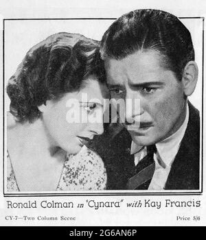 RONALD COLMAN und KAY FRANCIS in CYNARA 1932 Regisseur KING VIDOR Roman R. Gore Brown Musik Alfred Newman The Samuel Goldwyn Company / United Artists Stockfoto