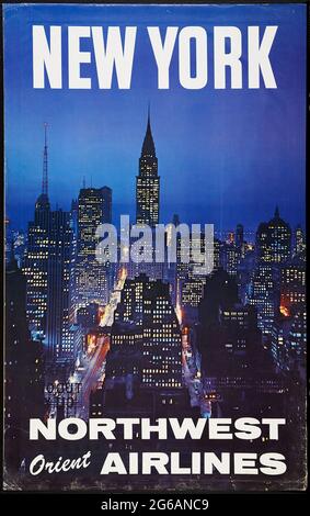 Werbeplakat für Northwest Orient Airlines New York (Northwest Orient, 1960er) Stockfoto