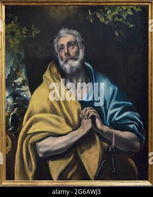 Die Tränen des heiligen Petrus oder des büßenden heiligen Petrus von Doménikos Theotokópoulos El Greco im Soumaya Museum, Mexiko-Stadt, Mexiko Stockfoto