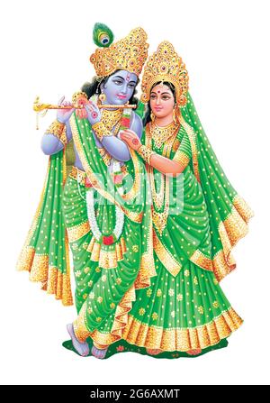 Gott Radhakrishna, indischer Lord Krishna, indisches mythologisches Bild von Radhakrishna Stockfoto