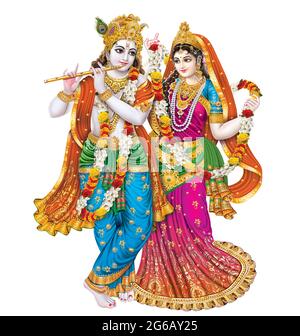 Gott Radhakrishna, indischer Lord Krishna, indisches mythologisches Bild von Radhakrishna Stockfoto