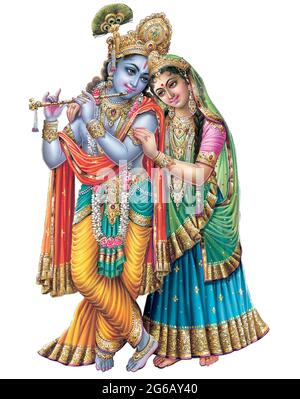 Gott Radhakrishna, indischer Lord Krishna, indisches mythologisches Bild von Radhakrishna Stockfoto