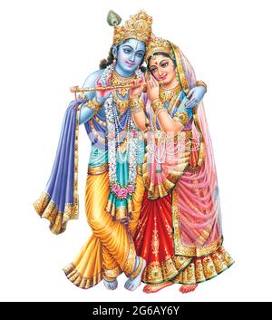 Gott Radhakrishna, indischer Lord Krishna, indisches mythologisches Bild von Radhakrishna Stockfoto