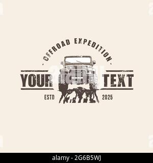 Vorlage von Off-Road-Auto-Logo, Off-Road-Logo im Retro-Stil, SUV-Auto Logo Vorlage Stock Vektor