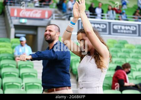 MELBOURNE, AUSTRALIEN - 26. MÄRZ: Während des Hyundai A-League Fußballmatches zwischen dem Melbourne City FC und dem Western Sydney Wanderers FC am 27. März 2021 im AAMI Park in Melbourne, Australien. (Foto von Dave Hewison) Stockfoto