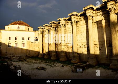 Hadrians Bibliothek archäologischer Park in Athen, Griechenland. Stockfoto