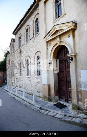 Kirche des heiligen Nikolaus Rangavas in der Altstadt von Athen. Stockfoto