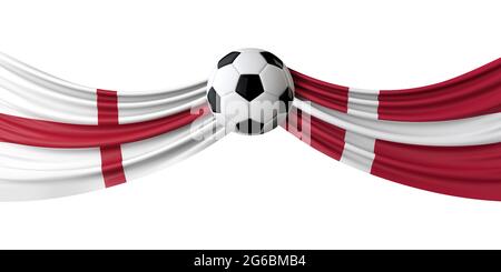 England Vs. Dänemark Fußballspiel. Flaggen mit Fußball. 3D-Rendering Stockfoto