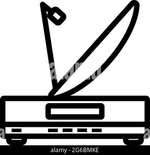 Satellitenempfänger Mit Antennensymbol. Auffälliges Design mit bearbeitbarer Konturbreite. Vektorgrafik. Stock Vektor