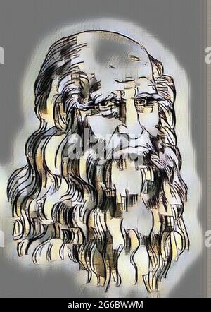 Portrait Illustration Kunst von Leonardo Da Vinci Stockfoto