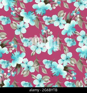 Bemalte Blumen nahtlose Hintergrund Illustration Stockfoto