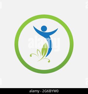 Menschen Blatt Logo Vektor Illustration Design Vorlage Stock Vektor