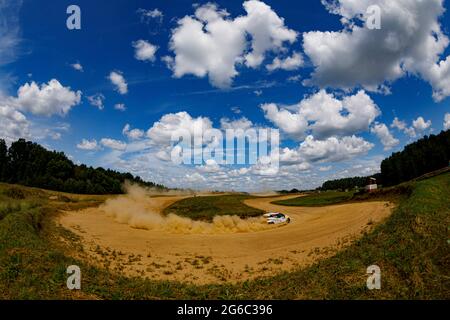 56 SORIA Paulo (ARG), DER OHANNESIAN (ARG), Paulo SORIA, Renault Clio, Aktion während der FIA ERC Rally 2021 Liepaja, 2. Runde der FIA European Rally Championship 2021, vom 1. Bis 3. Juli 2021 in Liepaja, Lettland - Foto Grégory Lenormand / DPPI Stockfoto