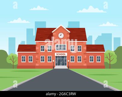 Schulgebäude. Back to School Konzept, niedliche bunte Vektor-Illustration in flachem Stil Stock Vektor