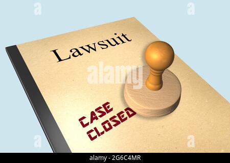 3D-Darstellung des TITELS des GESCHLOSSENEN Briefmarkens AUF dem Rechtsdokument Stockfoto