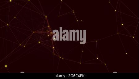 Leuchtendes Netzwerk von Verbindungen, die sich vor schwarzem Hintergrund bewegen Stockfoto