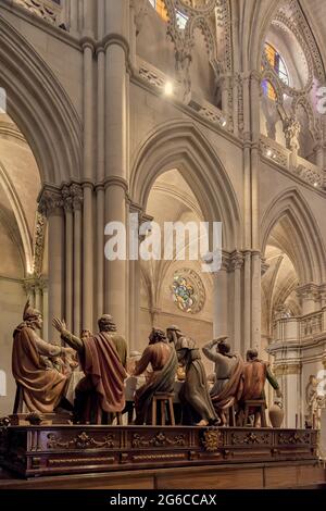 La Santa Cena im Inneren der gotischen Kathedrale aus dem 12. Jahrhundert der Stadt Cuenca, Castilla la Mancha, Spanien, Europa Stockfoto