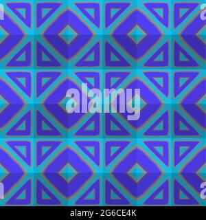 Abstrakte Zeichnung auf unebenem Stoff oder Papier. Nahtloser Hintergrund mit sich wiederholenden symmetrischen Mustern. Stock Vektor