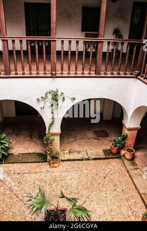 Innenhof eines typischen Hauses in Villanueva de los Infantes, Kastilien-La Mancha, Spanien Stockfoto