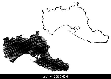 Provinz Taranto (Italien, Italienische Republik, Region Apulien) Karte Vektordarstellung, Skizze Provinz der ionischen Karte Stock Vektor