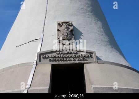 Das Hoad-Denkmal, Ulverston, wurde zum Gedenken an Sir John Barrow, einem Gründungsmitglied der Royal Geographical Society, errichtet Stockfoto