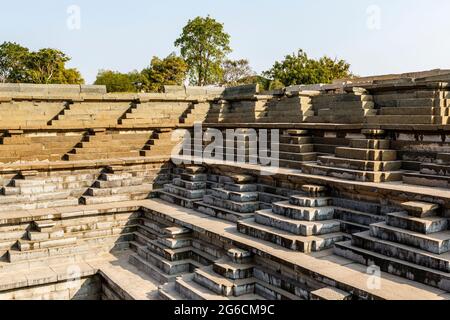 Bad in der Mahanavani Dibba, Hampi, Karnataka, Indien Stockfoto