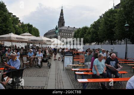 Kopenhagen, Dänemark. 05. Juli 2021, Basement Jazz Band spielt heute beim Copenhagen Jazz Festival 2021 auf Hojbro Plads in Captial Jazz msuic entertancem Stockfoto