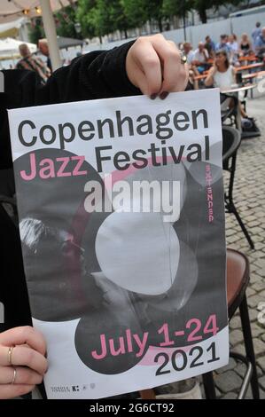 Kopenhagen, Dänemark. 05. Juli 2021, Basement Jazz Band spielt heute beim Copenhagen Jazz Festival 2021 auf Hojbro Plads in Captial Jazz msuic entertancem Stockfoto