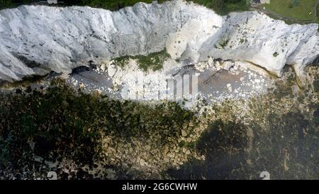 Luftaufnahmen mit Blick auf einen Abschnitt von Chalk in St. Margaret's Bay, Kent, Großbritannien Stockfoto