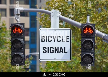 Fahrrad Signal, Toronto, Kanada Stockfoto