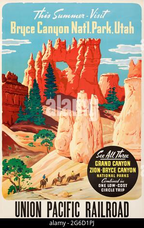 Diesen Sommer – Besuchen Sie Den Bryce Canyon National Park, Utah. Union Pacific Railroad. Grand Canyon, Zion, Bryce Canyon Nationalparks. Rundreise. Stockfoto