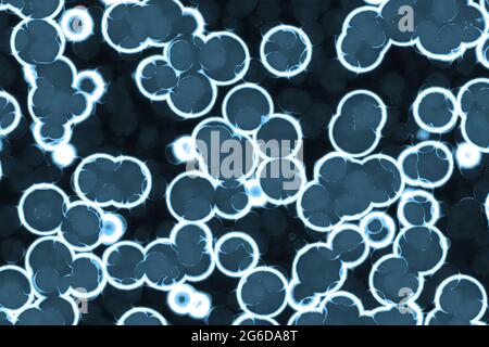 Künstlerische schöne hellblau große Menge an biologischen monadiforms digitale Grafik Textur Illustration Stockfoto