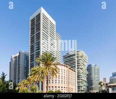 Beirut Stadtbild, moderne Skyline, Fassade von Hochhäusern, Beirut, Libanon Stockfoto