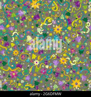 Weberei Pflanzen und Blumen ein nahtloses Muster Stock Vektor